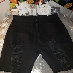 Women's Plus Size Black Distressed Denim Jeans (14) NWOT